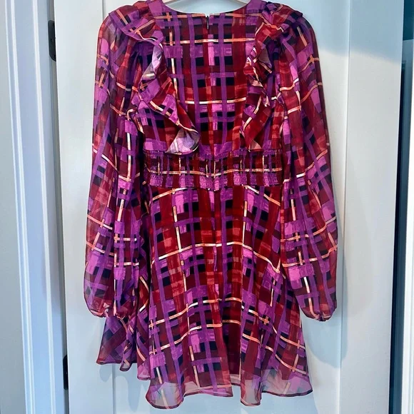 NWT Anthropologie hutch flowy romper size S v neck purple geometric - Picture 5 of 8